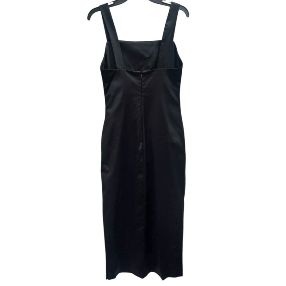 Ten By Babaton Espionage Satin Black Midi Dress Side Slit Sz 8 Cocktail Party - Picture 3 of 10